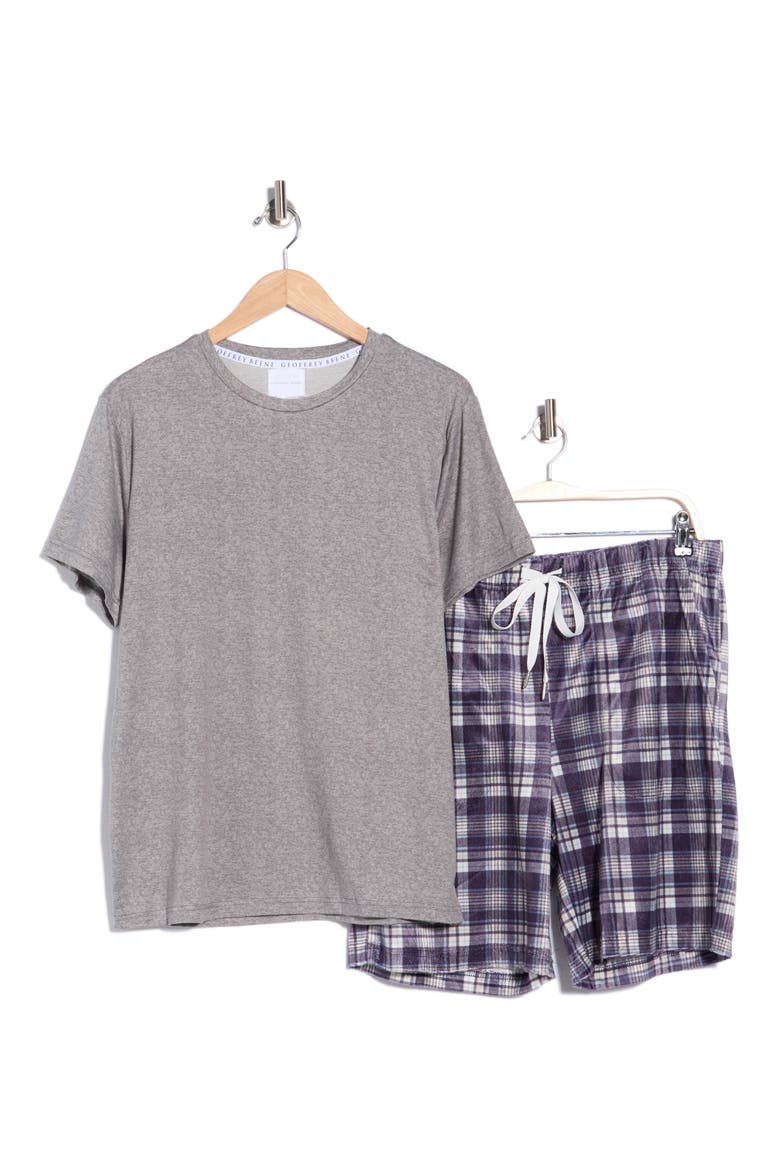 Crewneck Pajama Tee & Shorts Set, Alternate, color, HEATHER GRAY/MIDNIGHT SAIL