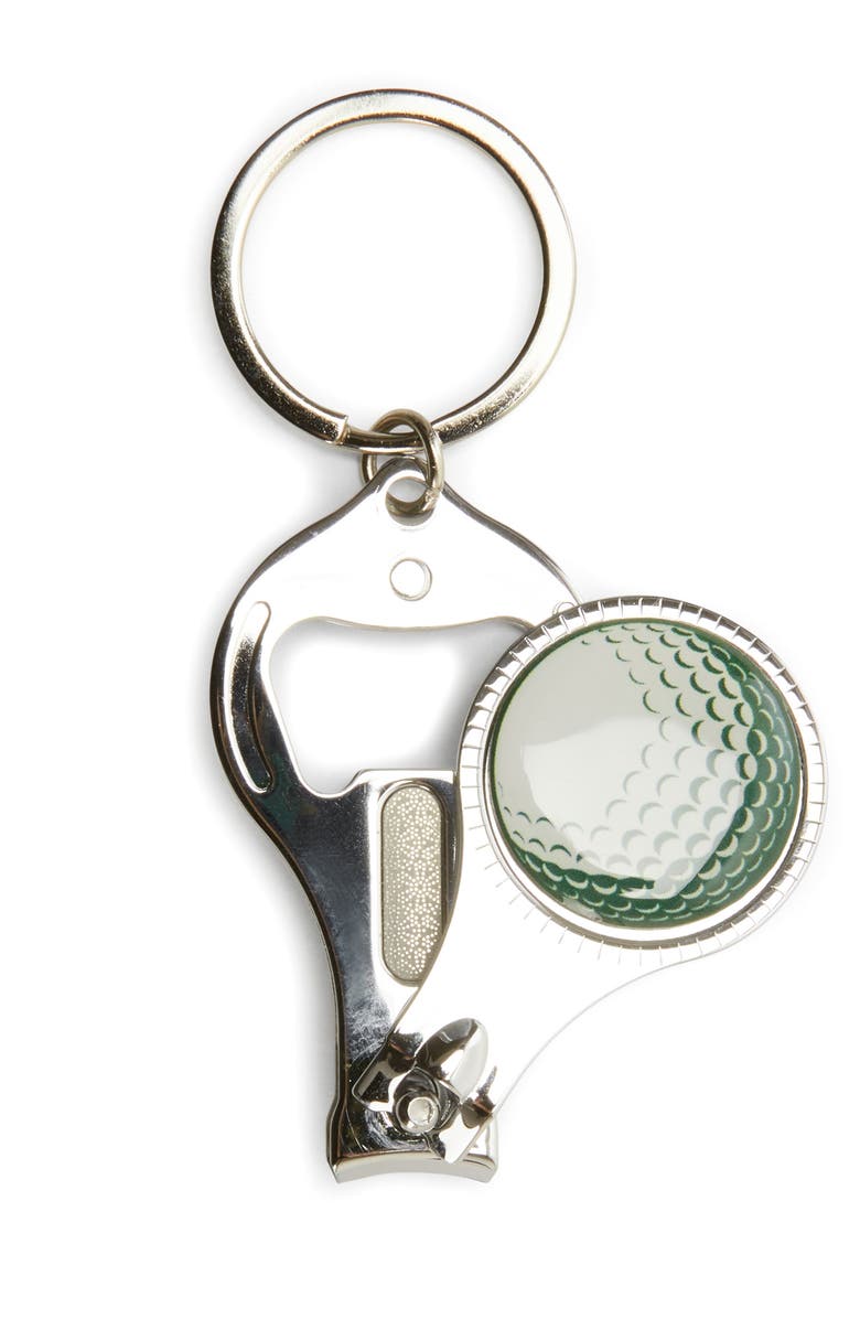 Kikkerland Design 4-in-1 Golf Nail Clipper & Bottle Opener Key Ring, Alternate, color, Green Multi