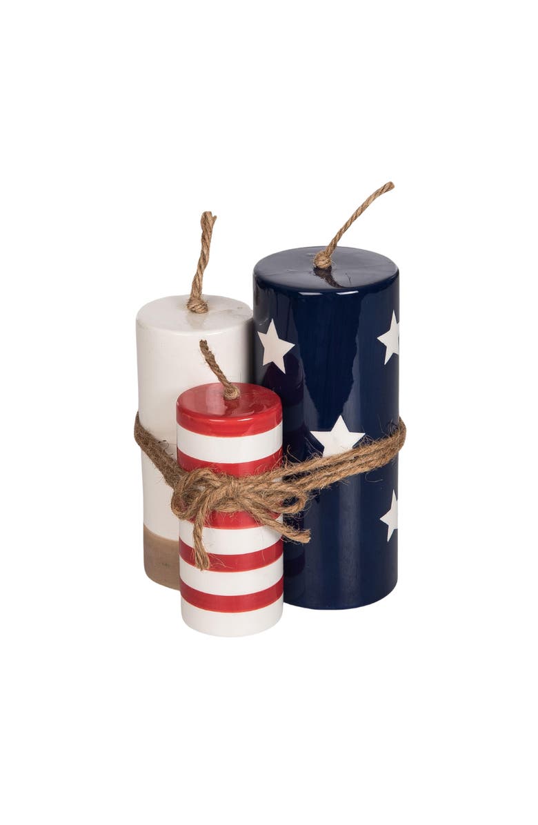 Transpac Dolomite Firework Bundle Decor Patriotic Home Décor, Main, color, Blue