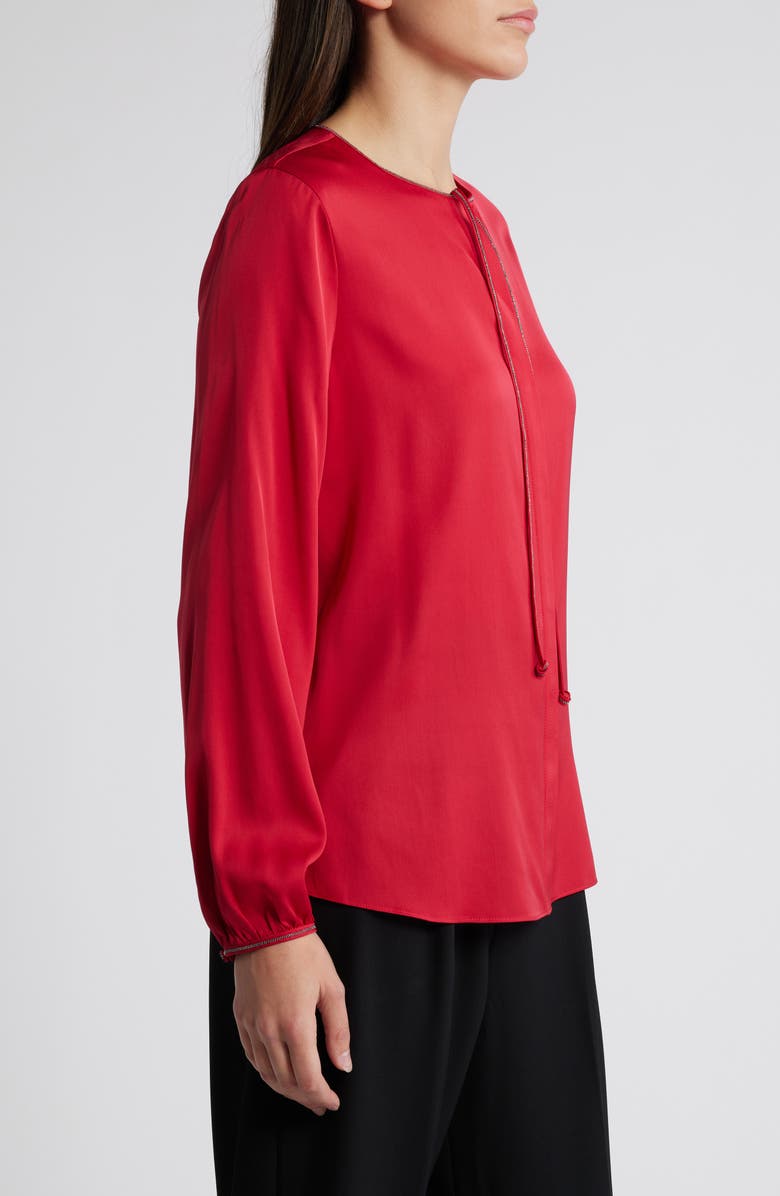 KOBI HALPERIN Eliza Silk Blend Button-Up Top, Alternate, color, Scarlet