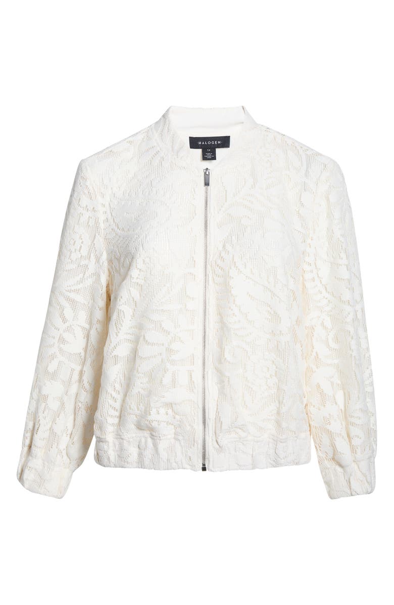 Halogen<sup>®</sup> Lace Bomber Jacket, Alternate, color, New Ivory