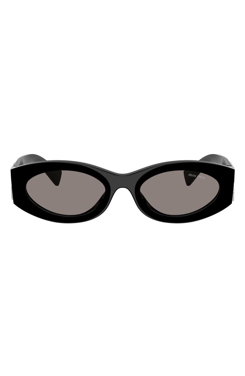 Miu Miu 54mm Rectangular Sunglasses, Main, color, Black / Dark Grey