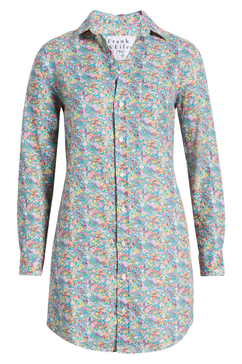Mary Classic Long Sleeve Linen Shirtdress, Alternate, color, MULTICOLOR FLOWERS