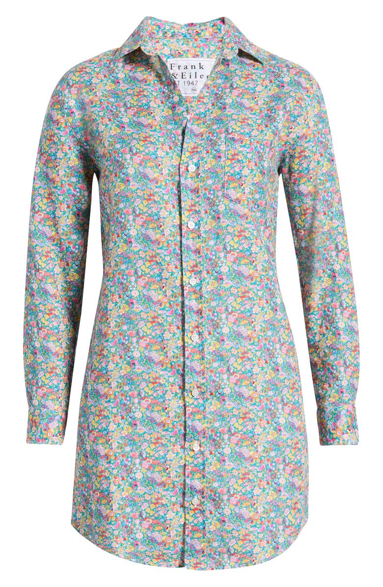 Frank & Eileen Mary Classic Long Sleeve Linen Shirtdress, Main, color, Multicolor Flowers