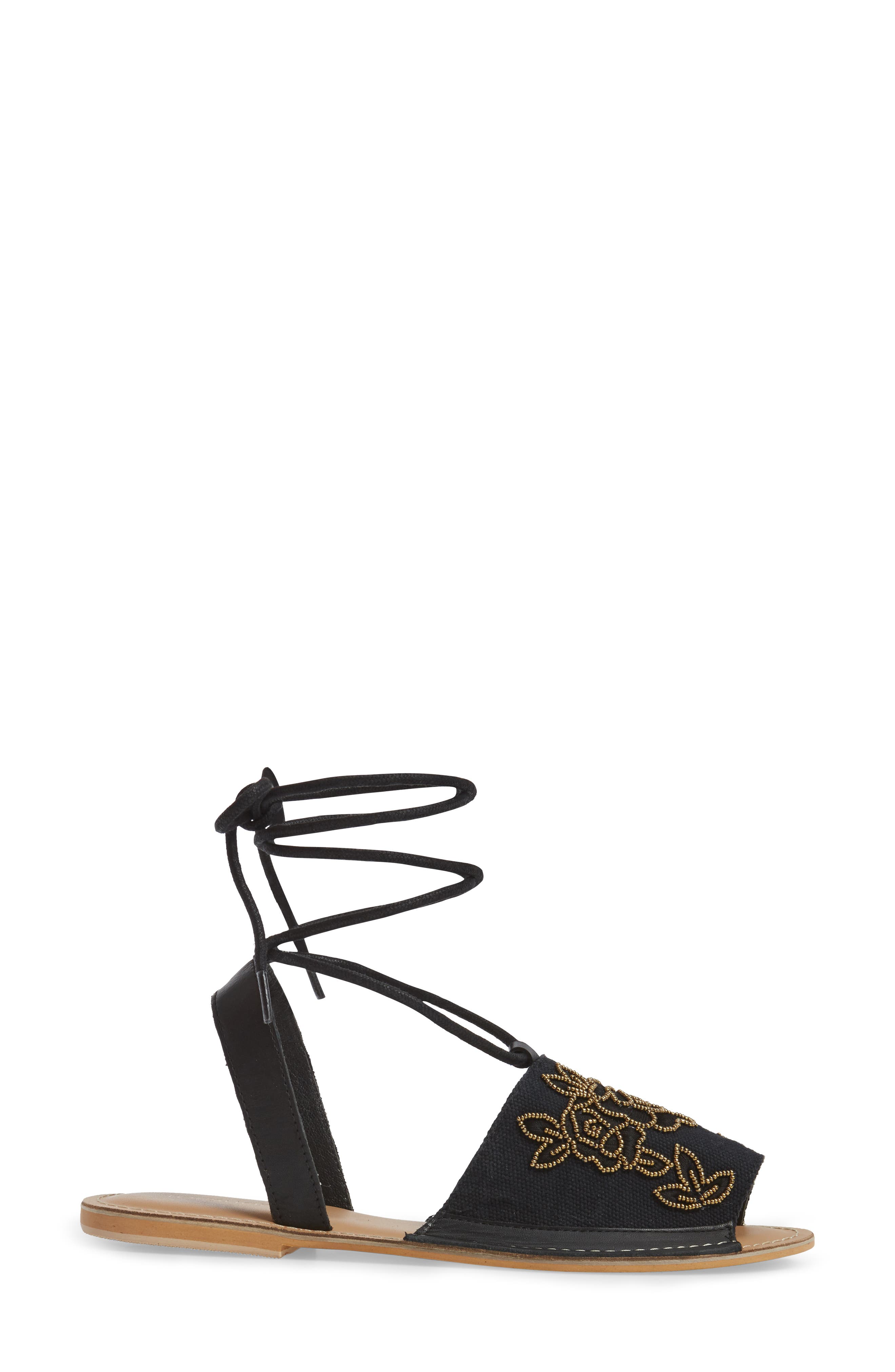 Topshop Halle Embroidered Sandal, Alternate, color, 
