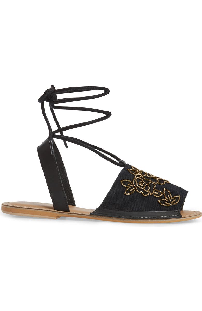Topshop Halle Embroidered Sandal, Alternate, color,