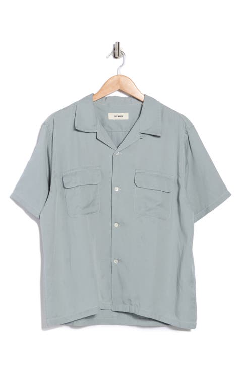 Draped Linen Deuce Coupe Camp Shirt