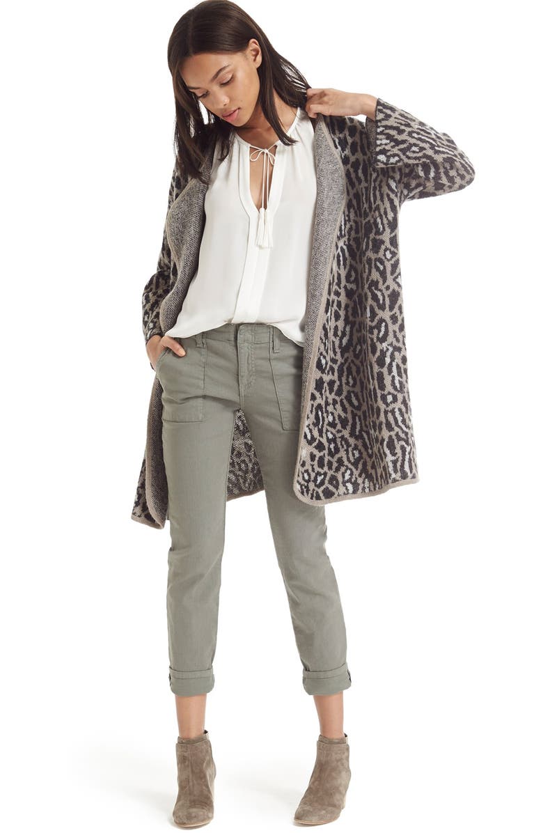 Joie 'Berit' Print Open Front Wool Blend Cardigan, Alternate, color, 