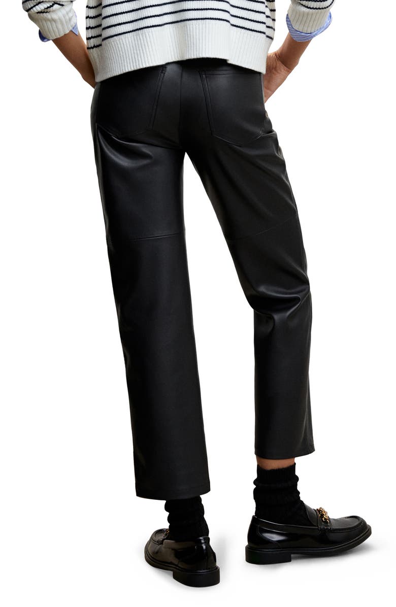 MANGO Straight Leg Faux Leather Pants, Alternate, color, Black