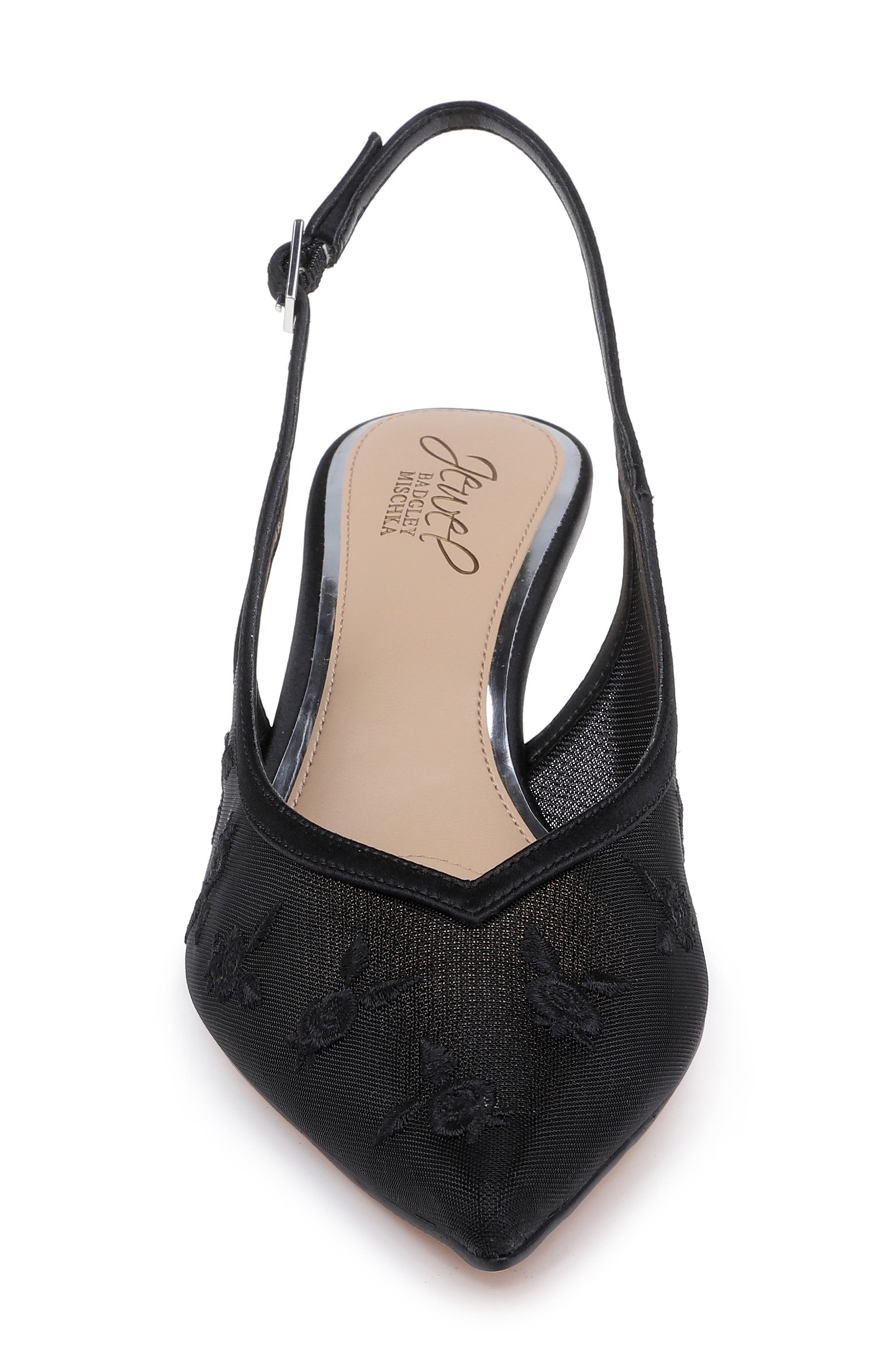 Jewel Badgley Mischka Zahra II Slingback Pointed Toe Pump, Alternate, color, Black Satin