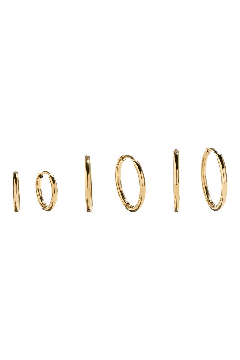 Niata 3-Pack Waterproof Hoop Earrings, Alternate, color, GOLD