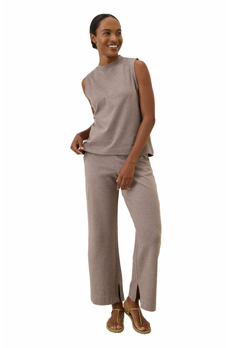 Organic Cotton Airplane Mock Neck Shell, Alternate, color, Deep Taupe Heather