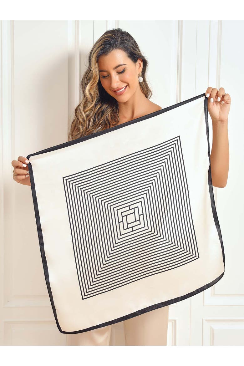 Elegantly Designed Silk Printed Square Scarf, Alternate, color, Black