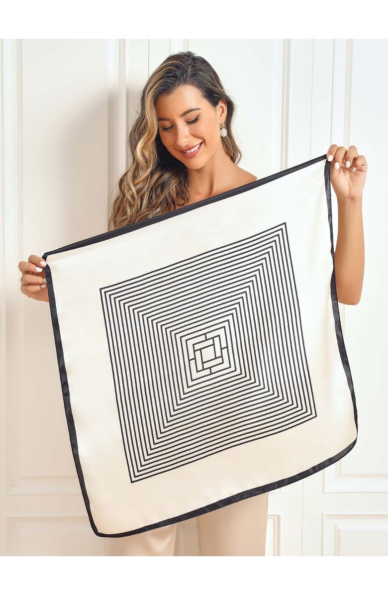 SILKSILKY Elegantly Designed Silk Printed Square Scarf, Alternate, color, Black