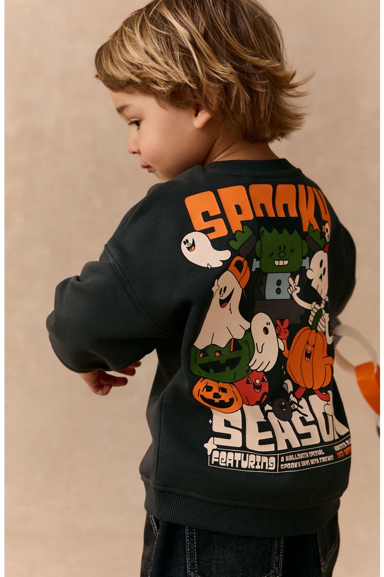 Kids' Halloween Spooky Season Crewneck Sweatshirt, Alternate, color, GREY