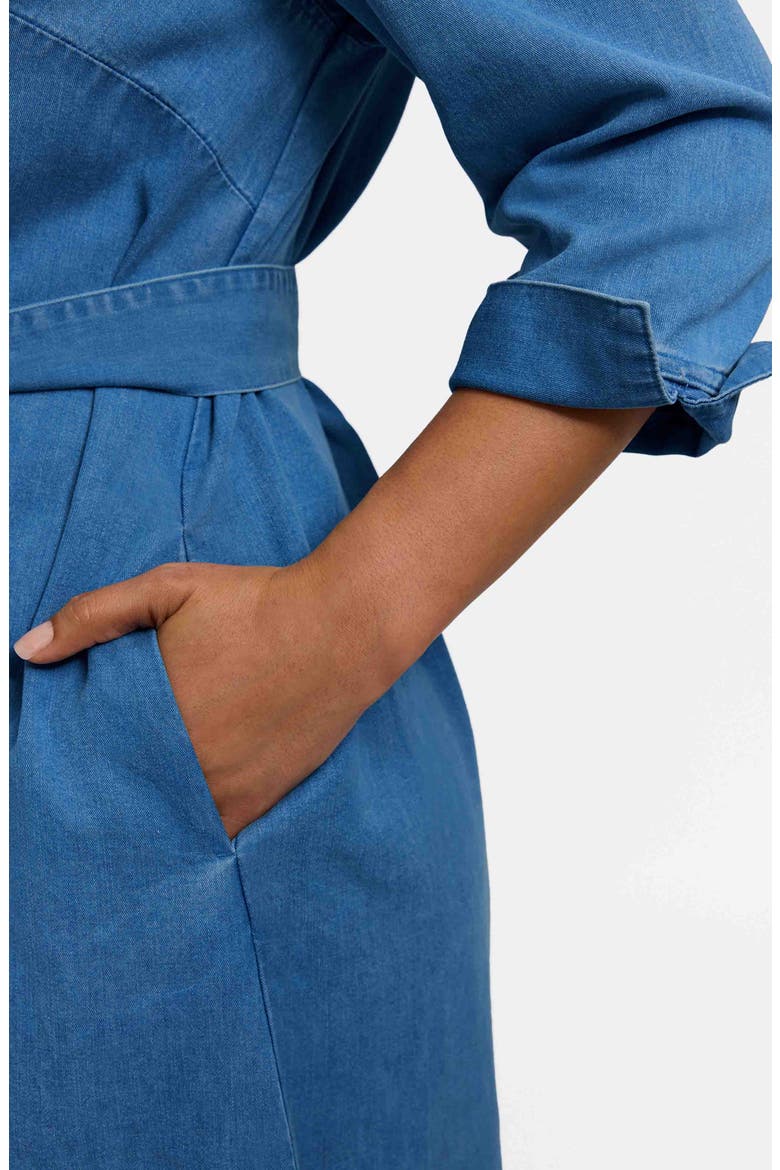 Agnes Tie Waist Denim Dress, Alternate, color, MEDIUM WASH
