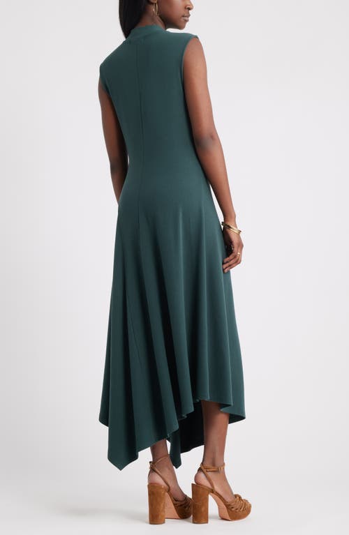 Treasure & Bond Mock Neck Asymmetrical Maxi Dress In Green
