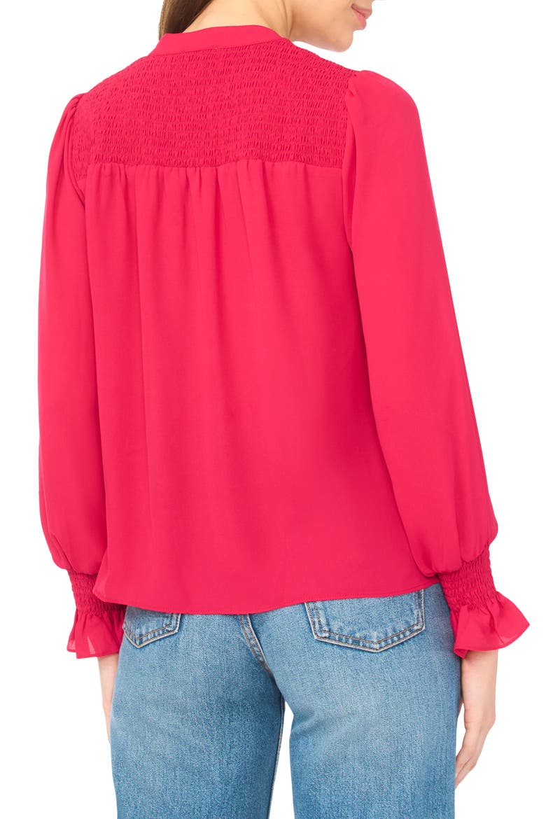 Half Placket Smocked Accent Top, Alternate, color, ROSE CERISE