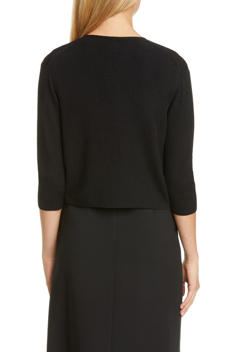 Lafayette 148 New York Open Front Crop Cardigan, Alternate, color, Black