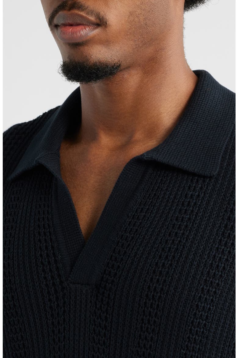 Short Sleeve Polo Sweater, Alternate, color, BLACK CAVIAR