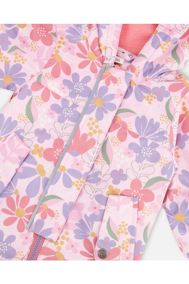 Baby Mid-Season One-Piece Flower Print Outerwear with Hat, Alternate, color, Pink Flower Print