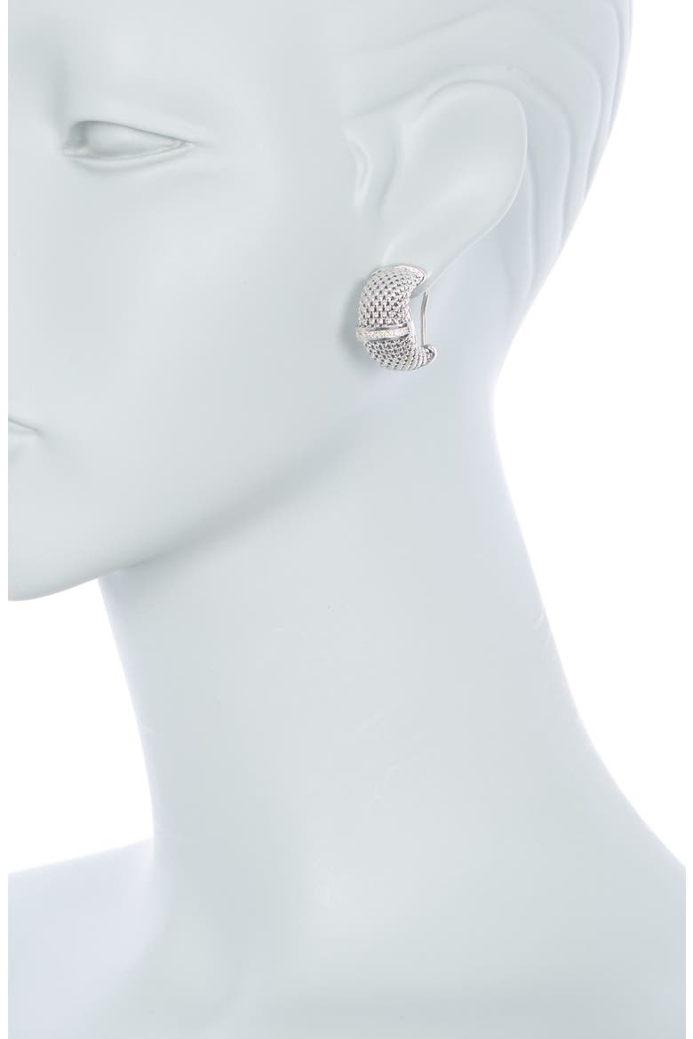 Diamond Mesh French Clip Earrings, Alternate, color, WHITE