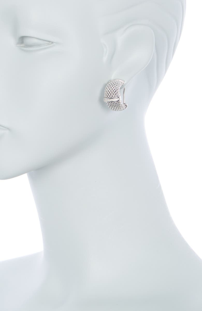 MESHMERISE Diamond Mesh French Clip Earrings, Alternate, color, White