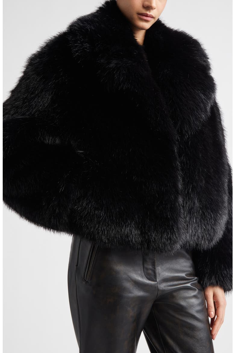 Samara Faux Fur Jacket, Alternate, color, BLACK