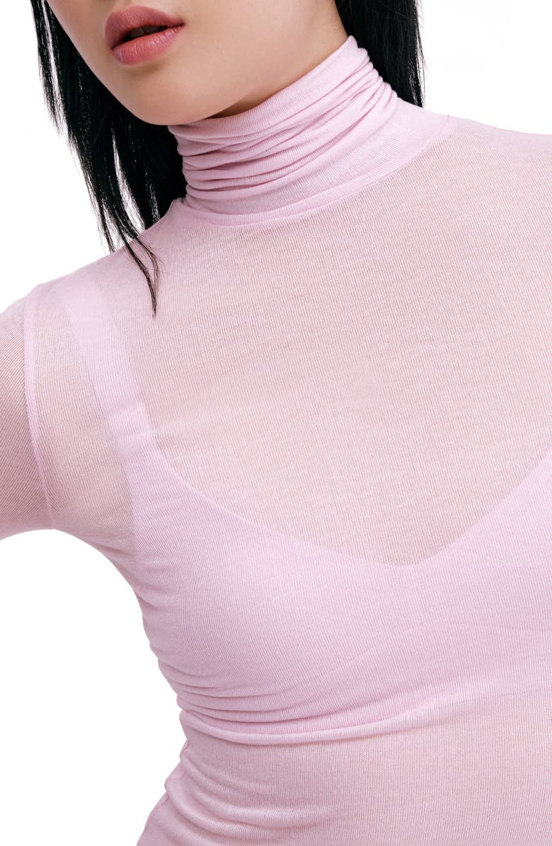 Marcella Eloise Turtleneck Semisheer Jersey Top, Alternate, color, Mauve