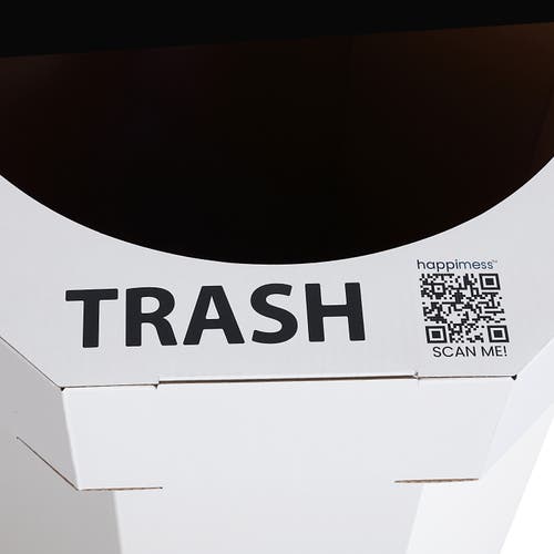 Happimess Fleur 25-gallon Classic Disposable Corrugated Cardboard Event Trash Can And Recycling Bin In White