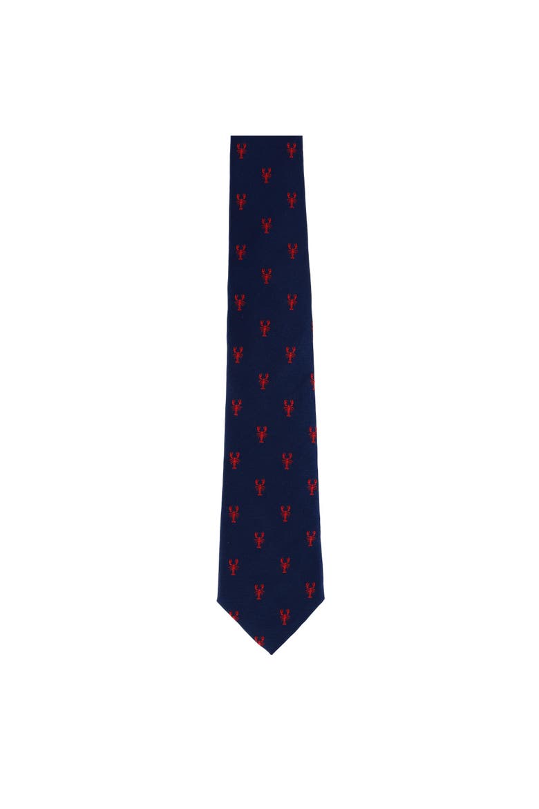 Stonington Lobster Novelty Silk Necktie, Alternate, color, Navy