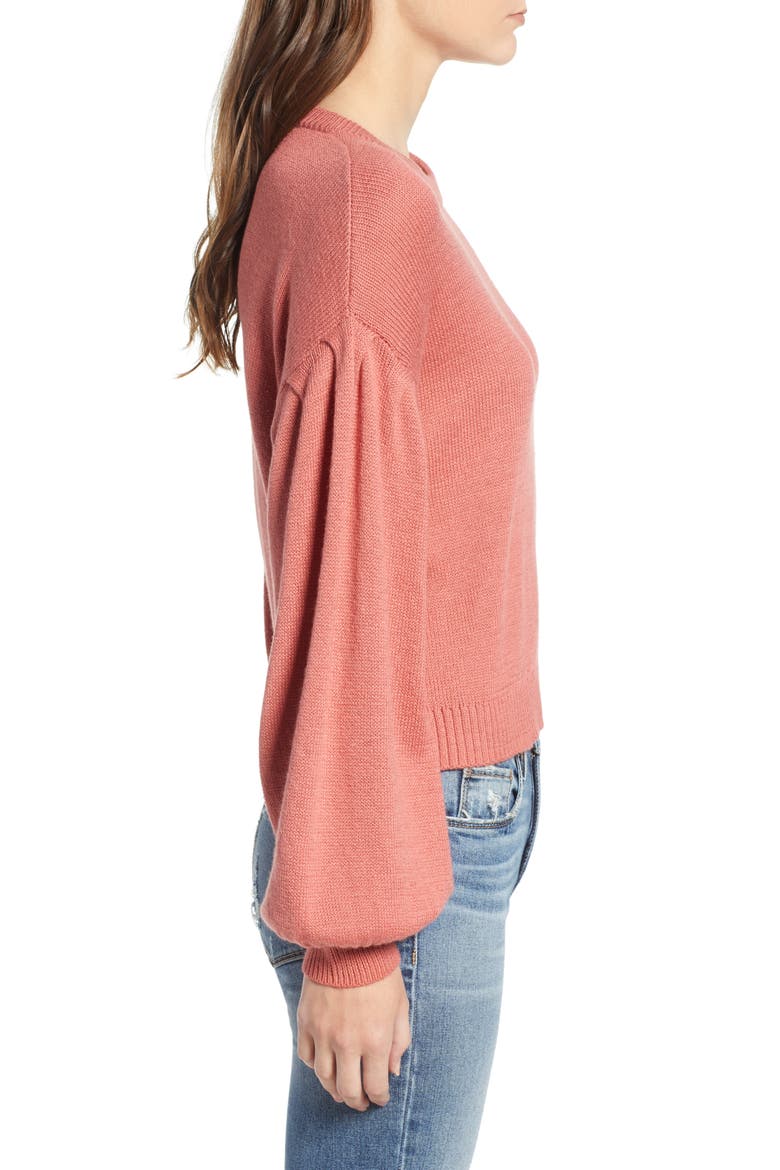 Blouson Sleeve Sweater, Alternate, color, PINK CEDAR