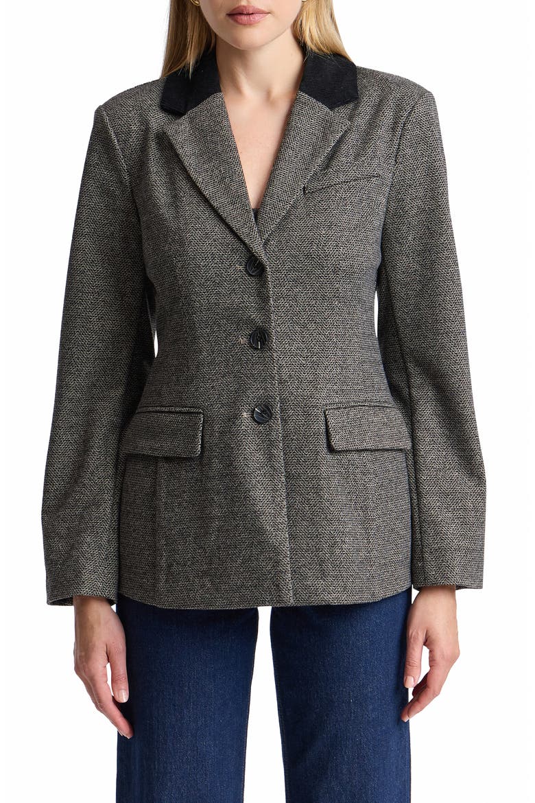 Hourglass Blazer, Main, color, BLACK GREY PLAID