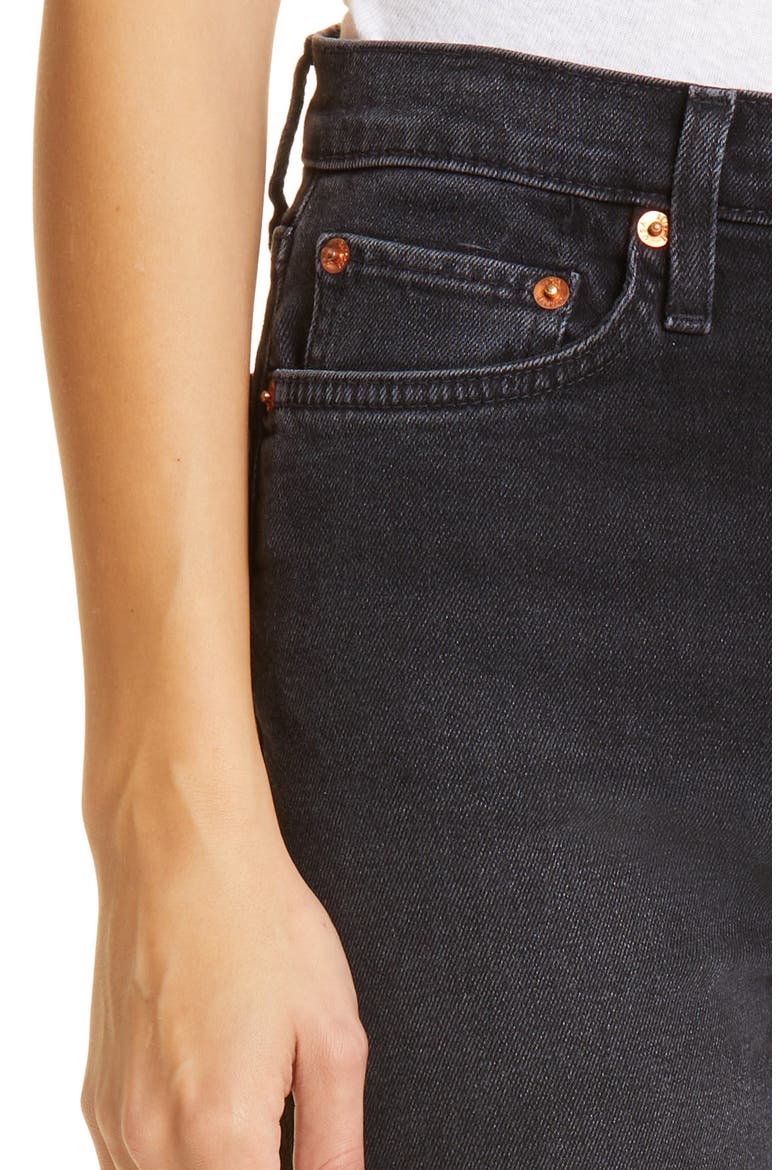 '70s Ultra High Waist Raw Hem Stovepipe Jeans, Alternate, color, WASHED NOIR
