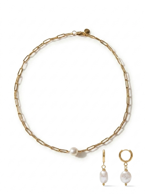 Rhode Paperclip Necklace & Pete Drop Earring Gift Set