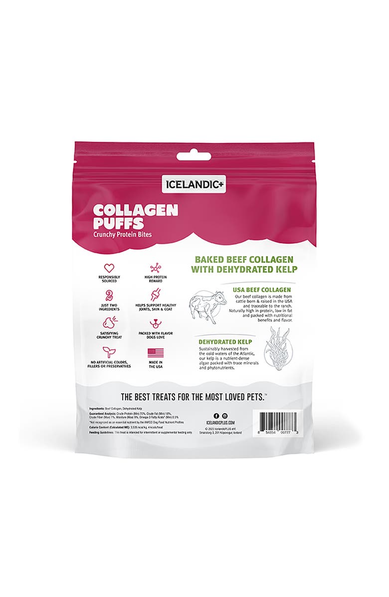 ICELANDIC+ Collagen Puffs Baked Beef Collagen W/ Dehydrated Kelp 2.5oz, Alternate, color, Brown