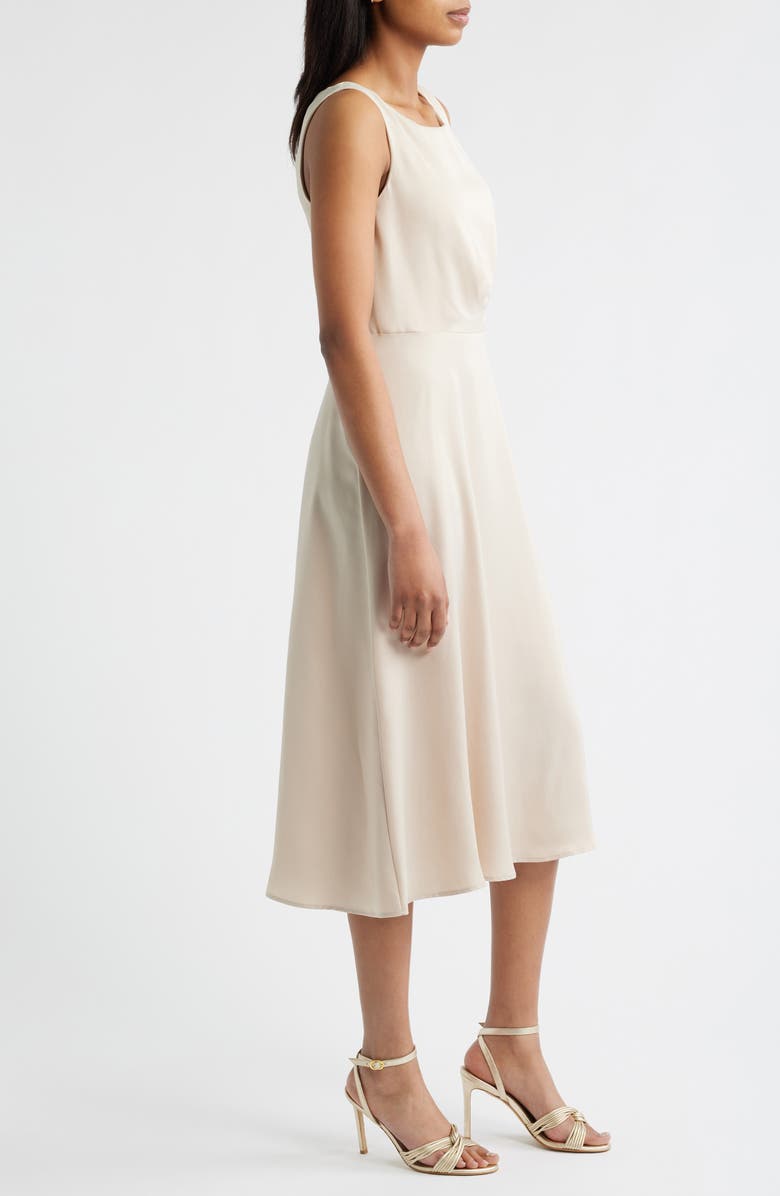 Connected Apparel Sleeveless Satin Midi Dress, Alternate, color, Champagne