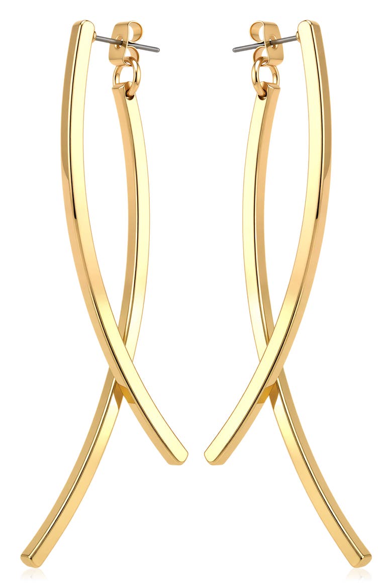Interlocking Curve Drop Earrings, Main, color, GOLD TONE