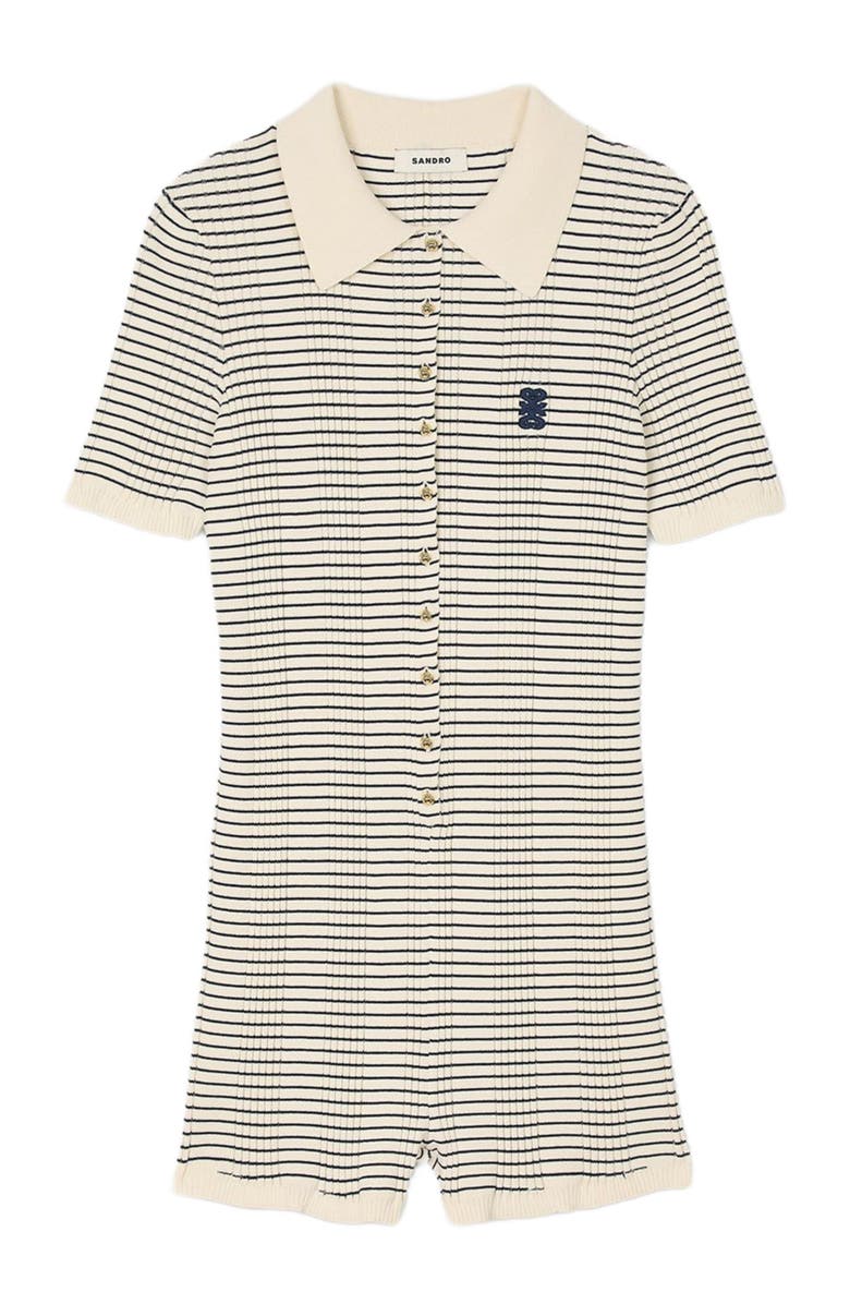 SANDRO Striped knit jumpsuit, Alternate, color, 