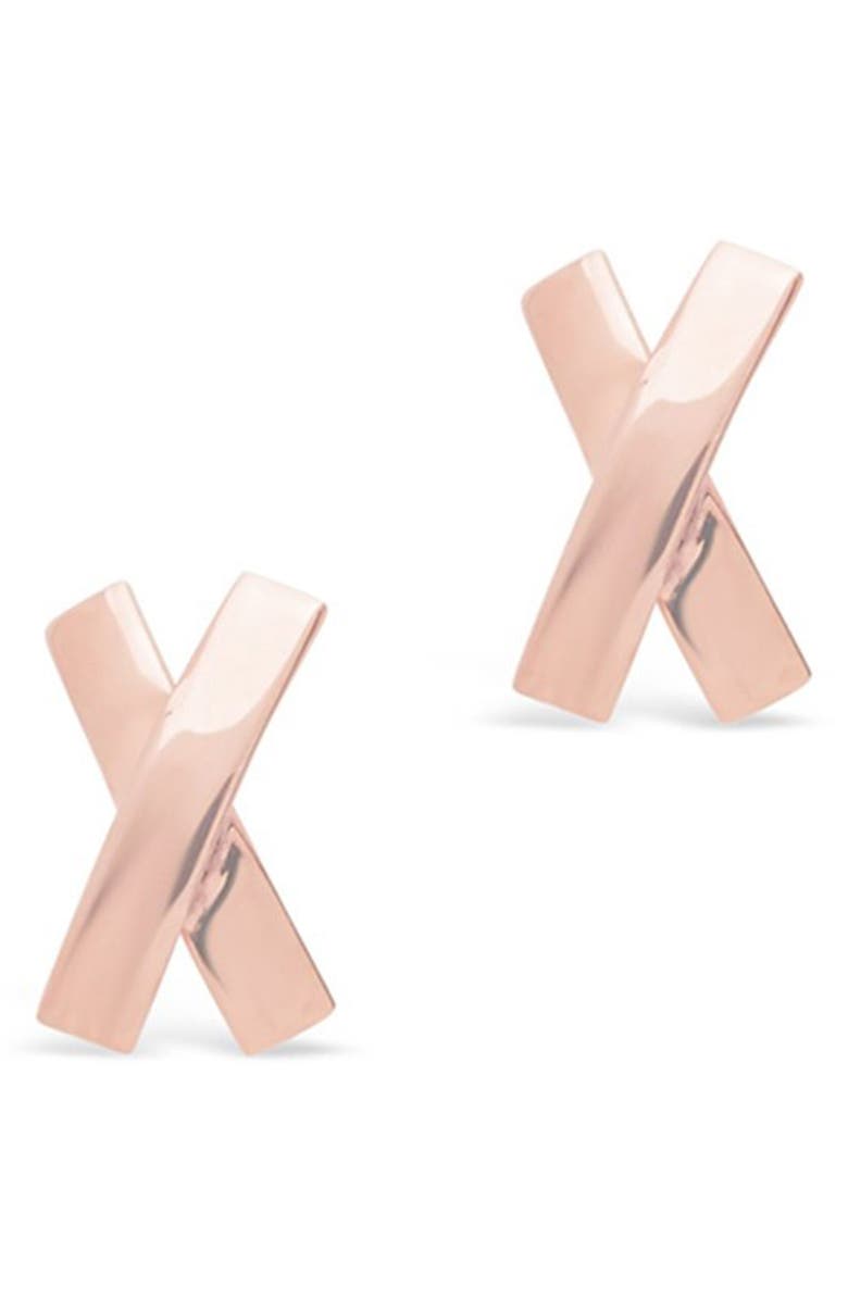 Sterling Forever 14K Rose Gold Vermeil X Stud Earrings, Main, color, 