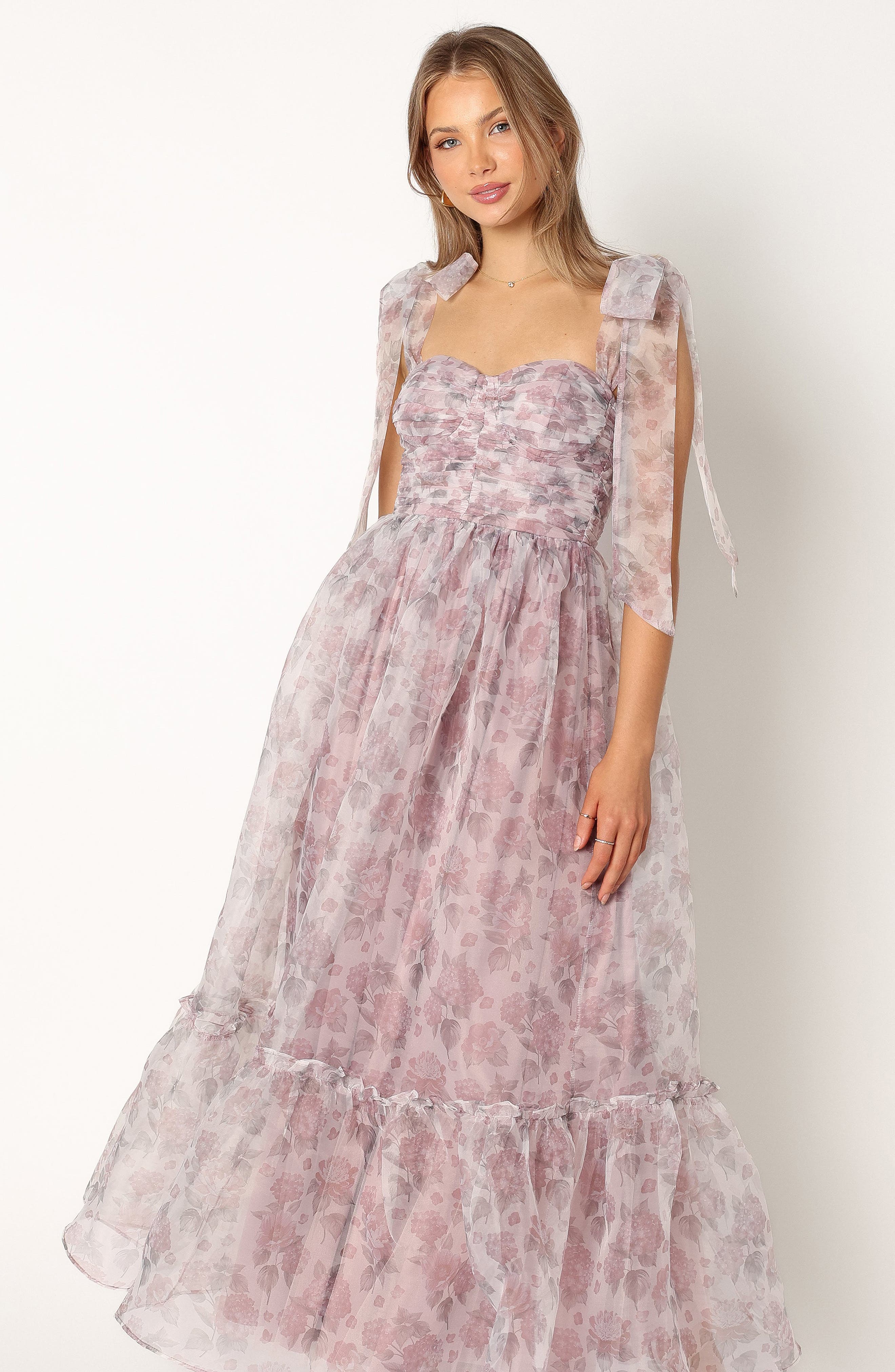 floret bow strap sweetheart neck maxi dress Petal and Pup Women's Floret Midi Dress