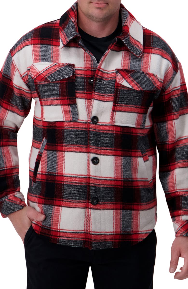 HAGGAR Buffalo Plaid Check Shirt Jacket, Main, color, Red