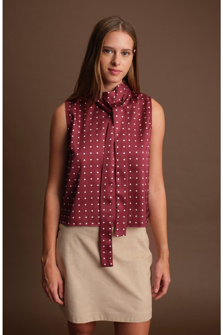 Justin Sleeveless Satin Top, Alternate, color, WINE WITH ECRU