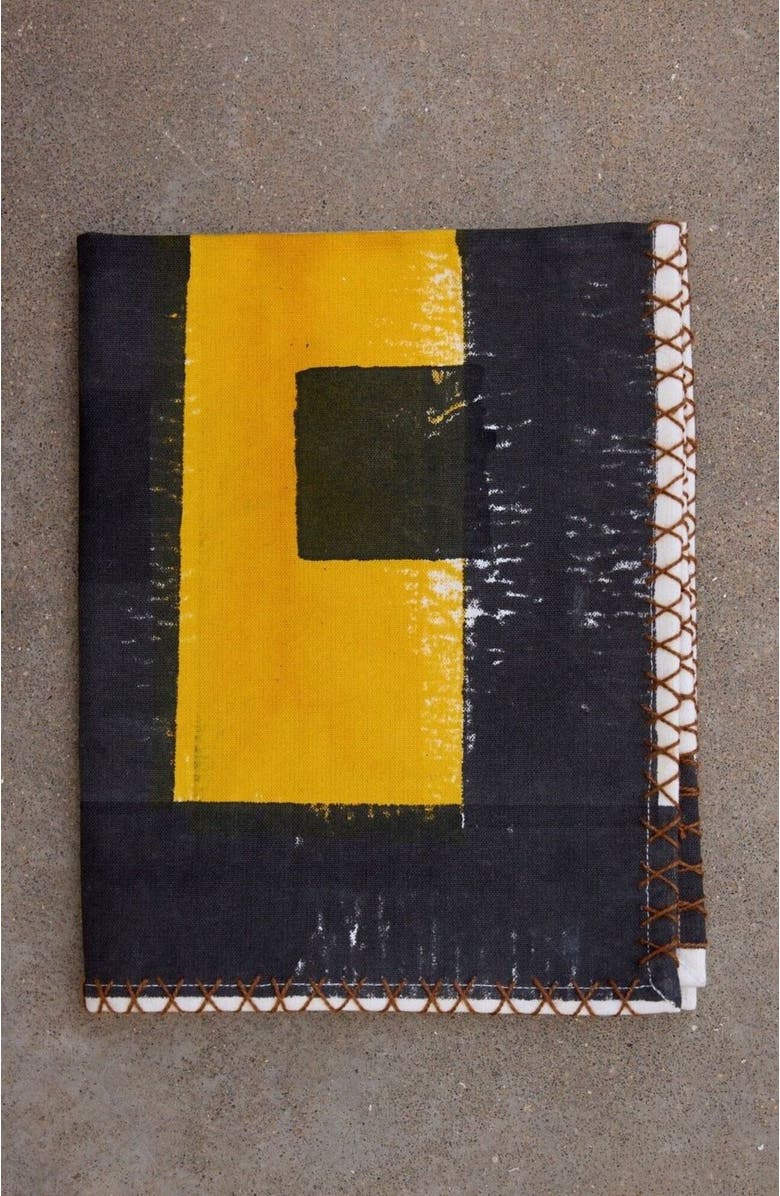 CQC LA Midnight Moon Placemat Set - Set of 4 Placemats with Napkins, Alternate, color, Black, White, Yellow