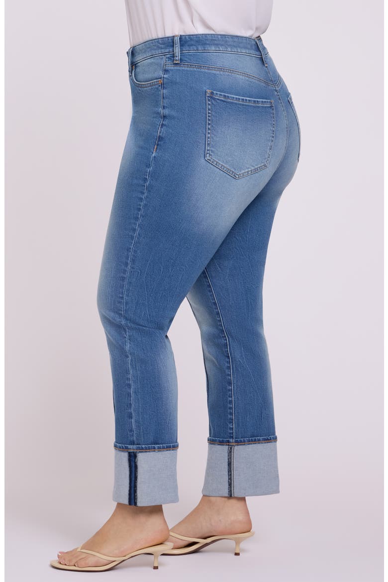 Marilyn Cuffed Pintuck Straight Leg Jeans, Alternate, color, PACIFICA