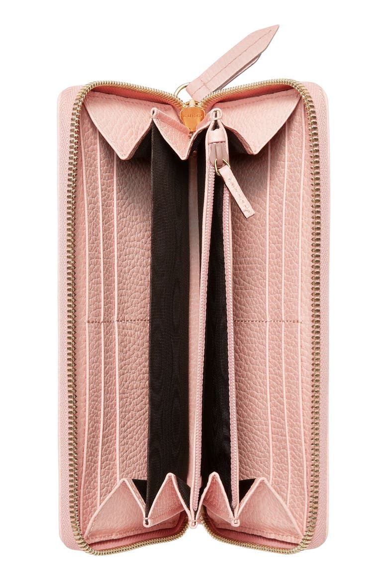 Petite Leather Zip Around Wallet, Alternate, color, PERFECT PINK