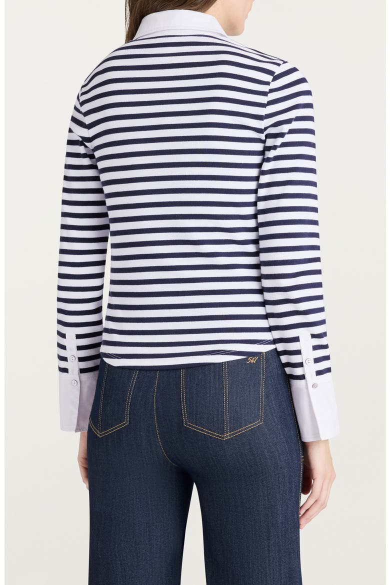 Jaden Stripe Polo Top, Alternate, color, NAVY/WHITE