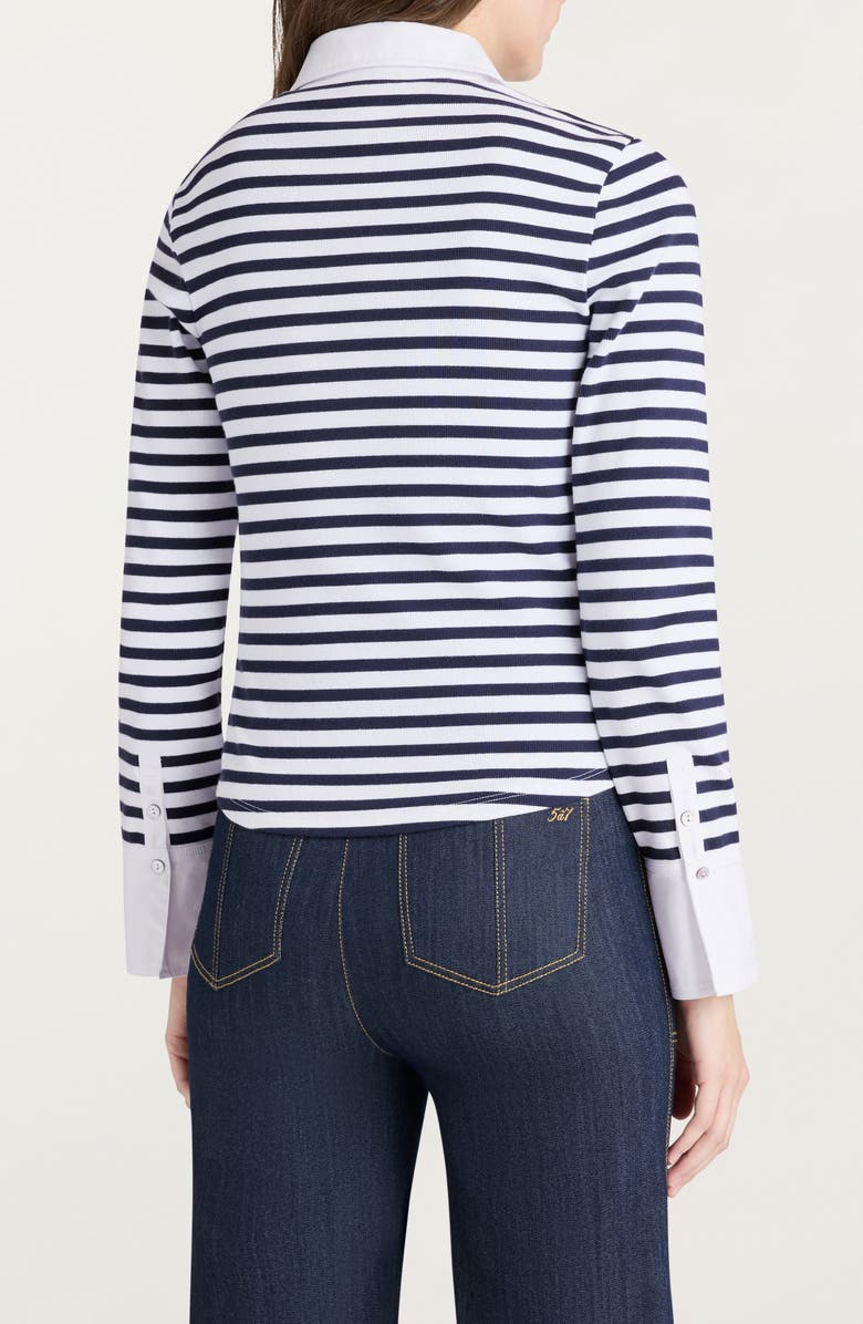 Cinq à Sept Jaden Stripe Polo Top, Alternate, color, Navy/White