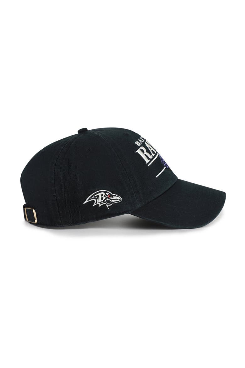 Men's '47 Black Baltimore Ravens Throwback Graphic Clean Up Adjustable Hat, Alternate, color, Black