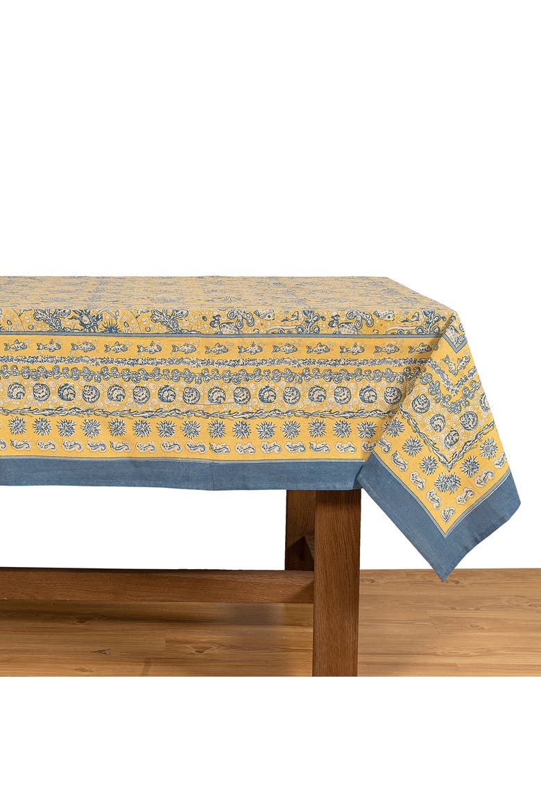 La Mer Tablecloth, Main, color, Blue/Yellow 71" x 106"